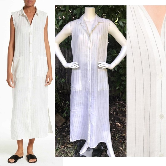 Frame Denim Dresses & Skirts - FRAME Striped BOYFRIEND Shirt Dress Maxi Duster S